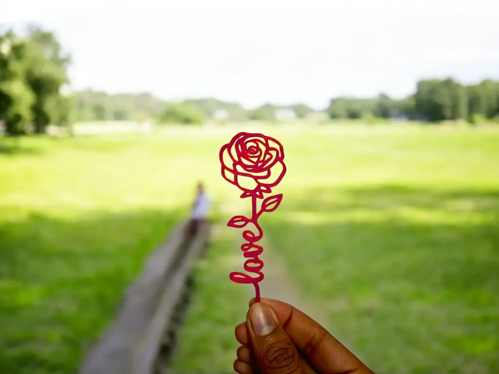 Red Rose with "Love"