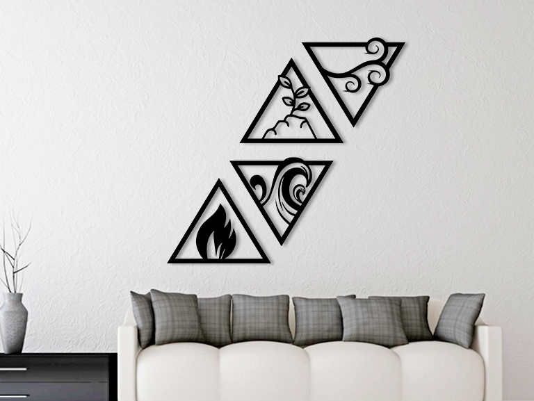 3D Printed Wall Art Set (Fire, Water, Earth, Air)