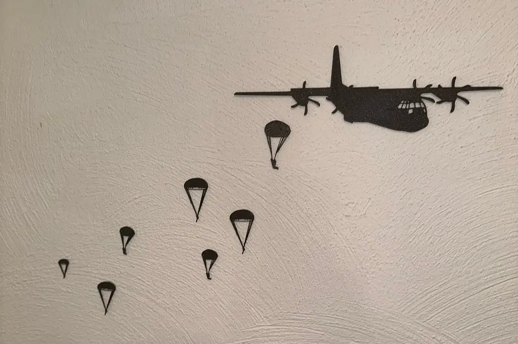 Military Aircraft 3D Wall Art with Parachutes