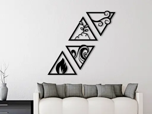 3D Printed Wall Art Set (Fire, Water, Earth, Air)