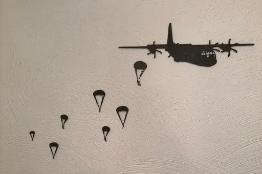 Military Aircraft 3D Wall Art with Parachutes